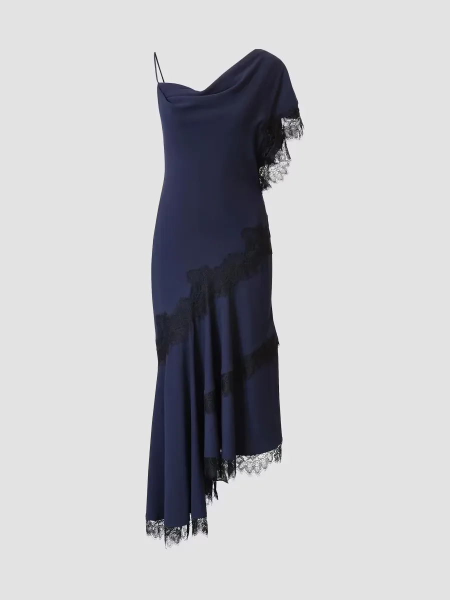 Calla Asymmetric Slip Midi-Dress