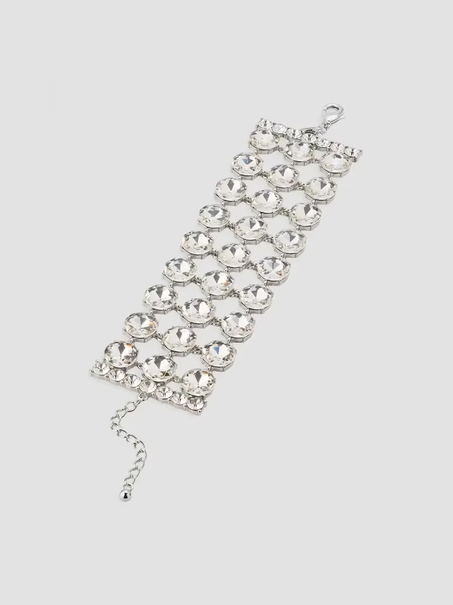 Rhodium-Plated & Crystal Bracelet