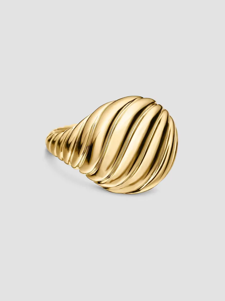 Sculpted Cable Pinky Ring in 18K Yellow Gold, 13MM by David Yurman