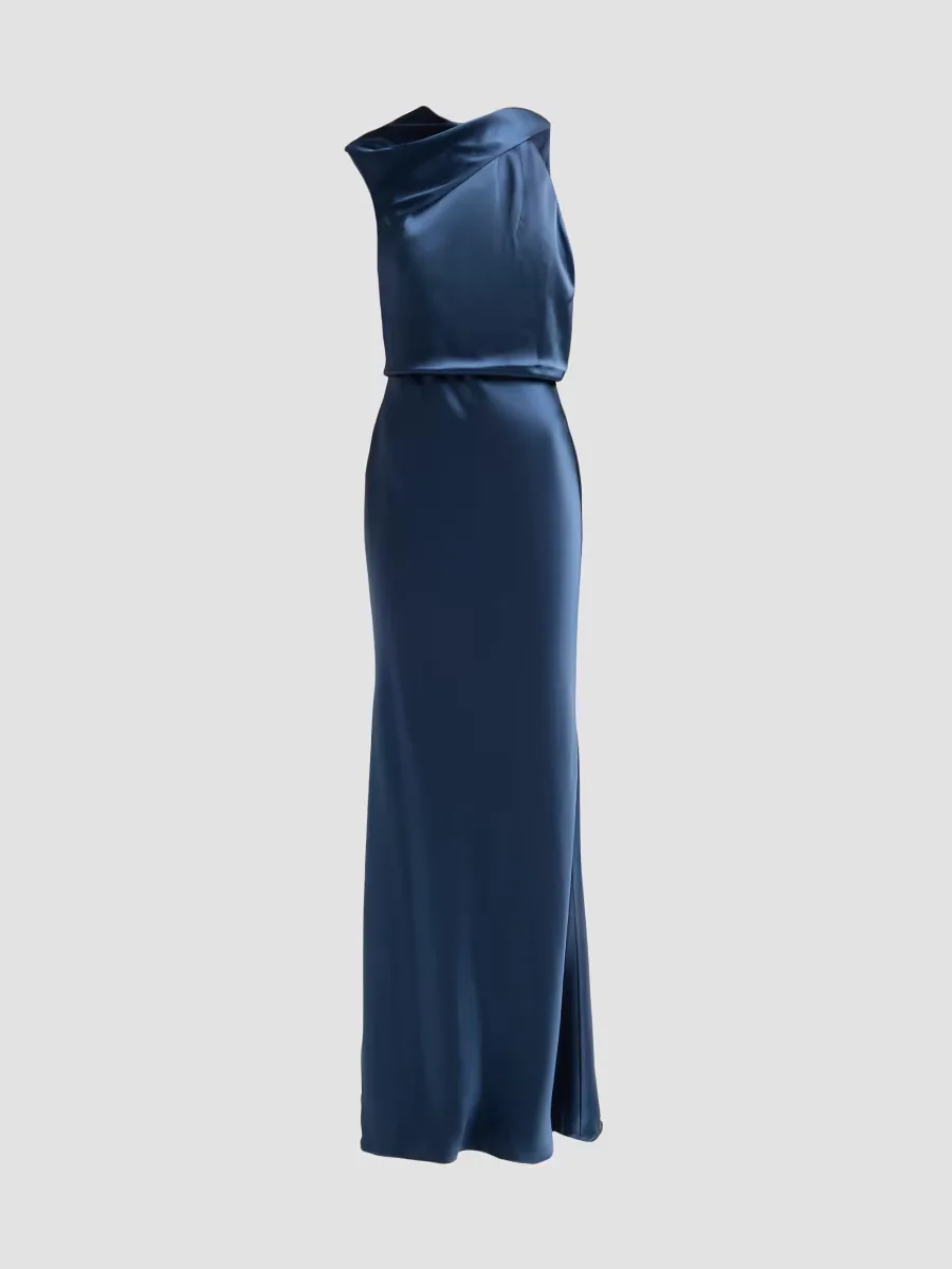 Asymmetric Satin Gown