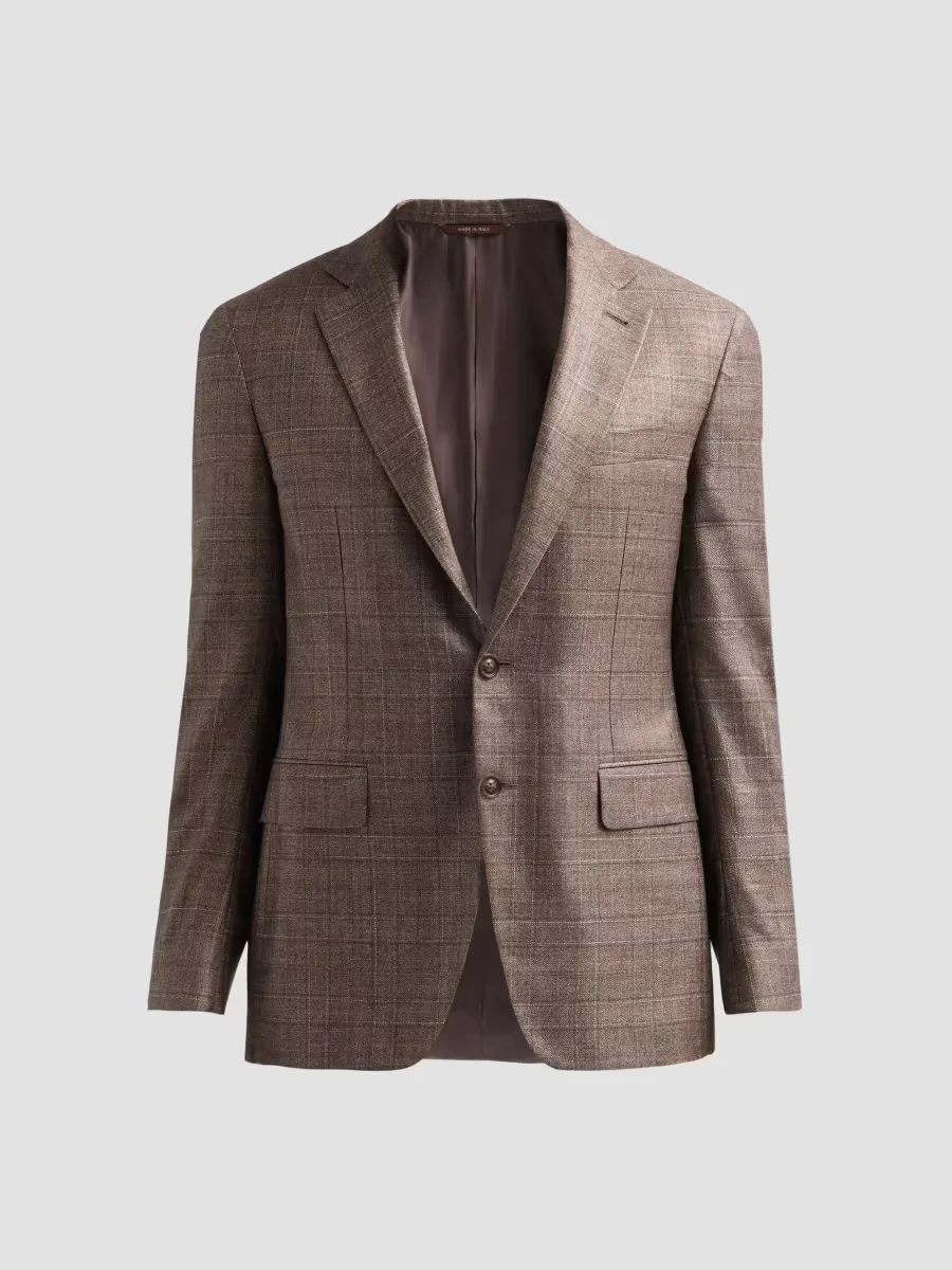 Plaid Lightweight Silk-Cashmere-Blend Sport Coat