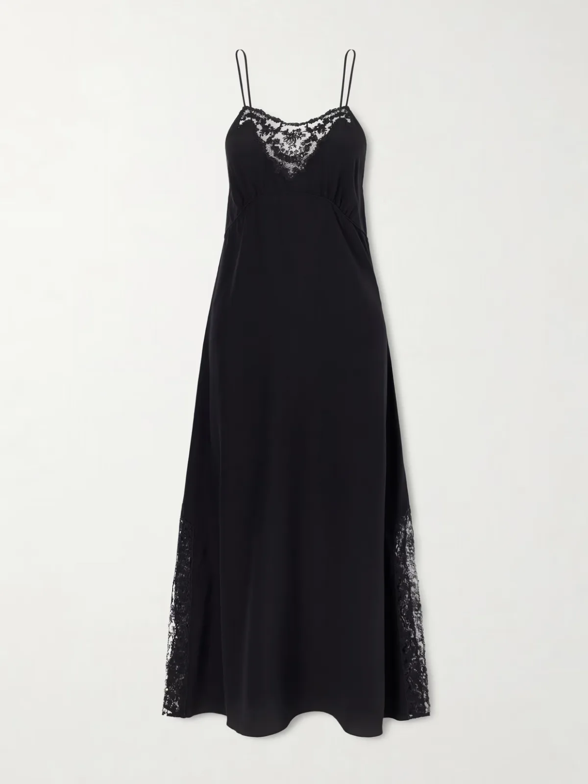 - Lace-trimmed Silk Crepe De Chine Midi Dress -