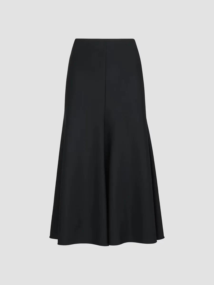 Comfort Virgin Wool and Viscose Twill Flute Skirt