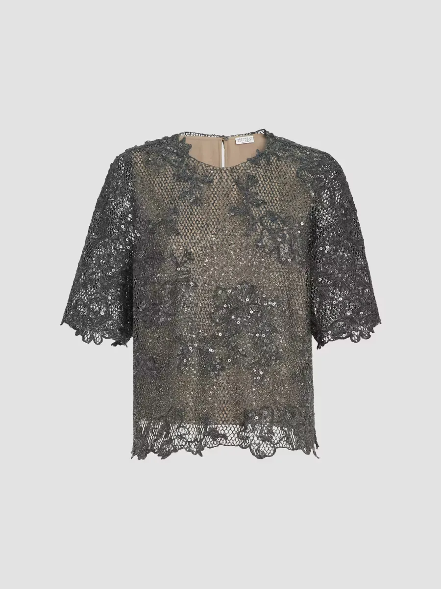 Dazzling Lace Embroidery T-Shirt