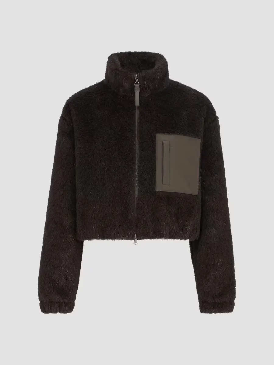 Sparkling Alpaca and Virgin Wool Cropped Outerwear Jacket
