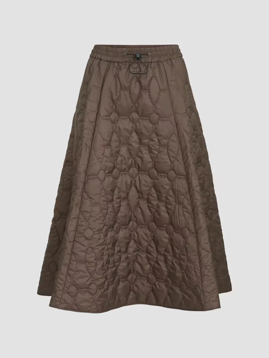 Water-Resistant Matte Nylon Quilted Skirt with Thermore