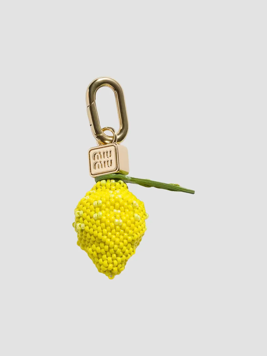 Leather, Beads and Metal Micro Trick Charm by Miu Miu