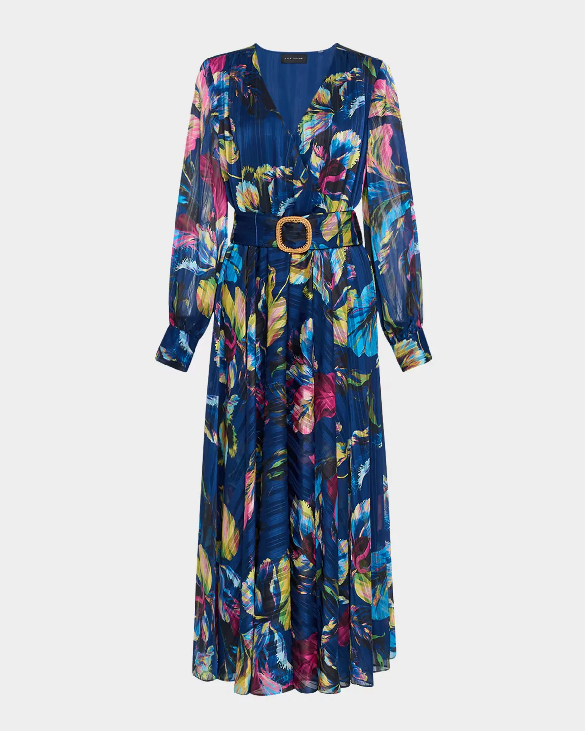 The Milena Belted Floral-Print Midi Dress
