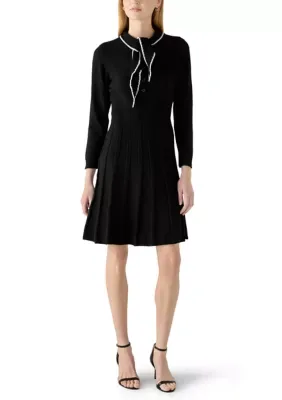 Tie Neck Sweater Dress
