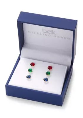 Over Silver Round Stud Set by Belk Sterling Silver