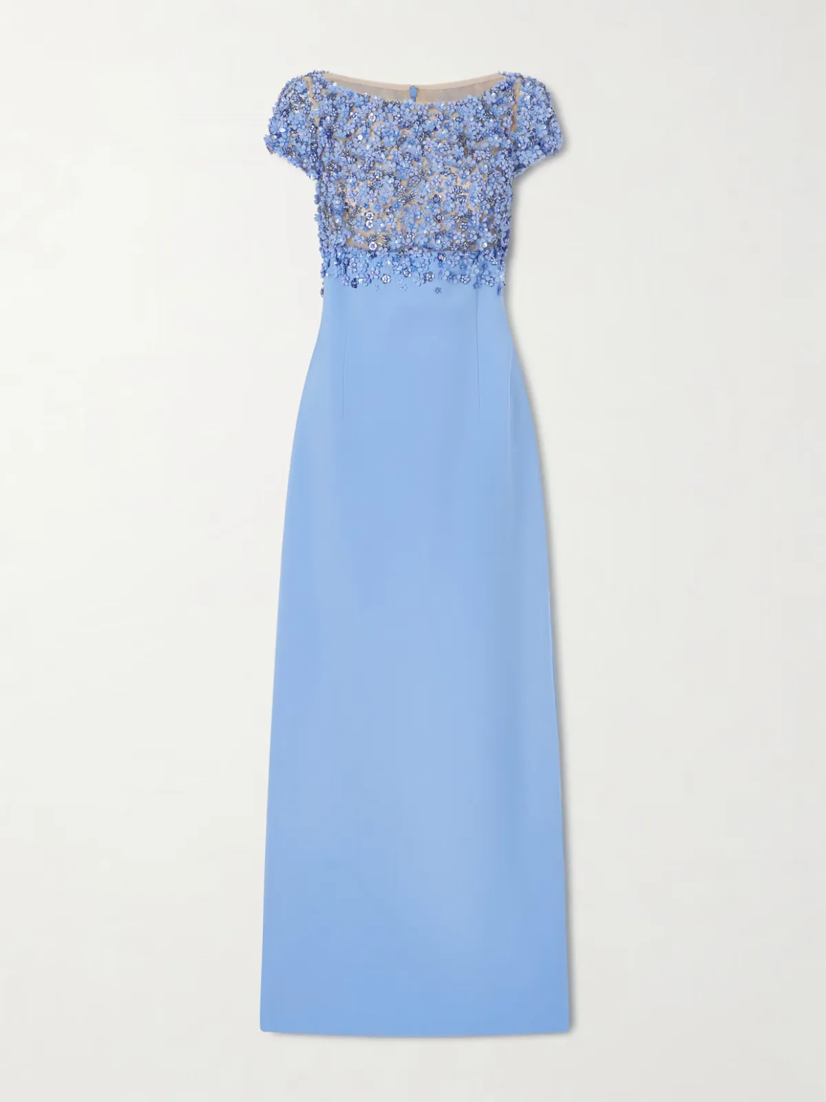 - Crystal-embellished Embroidered Wool-blend Gown -