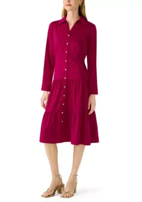 Leonard Long Sleeve Shirt Midi Dress