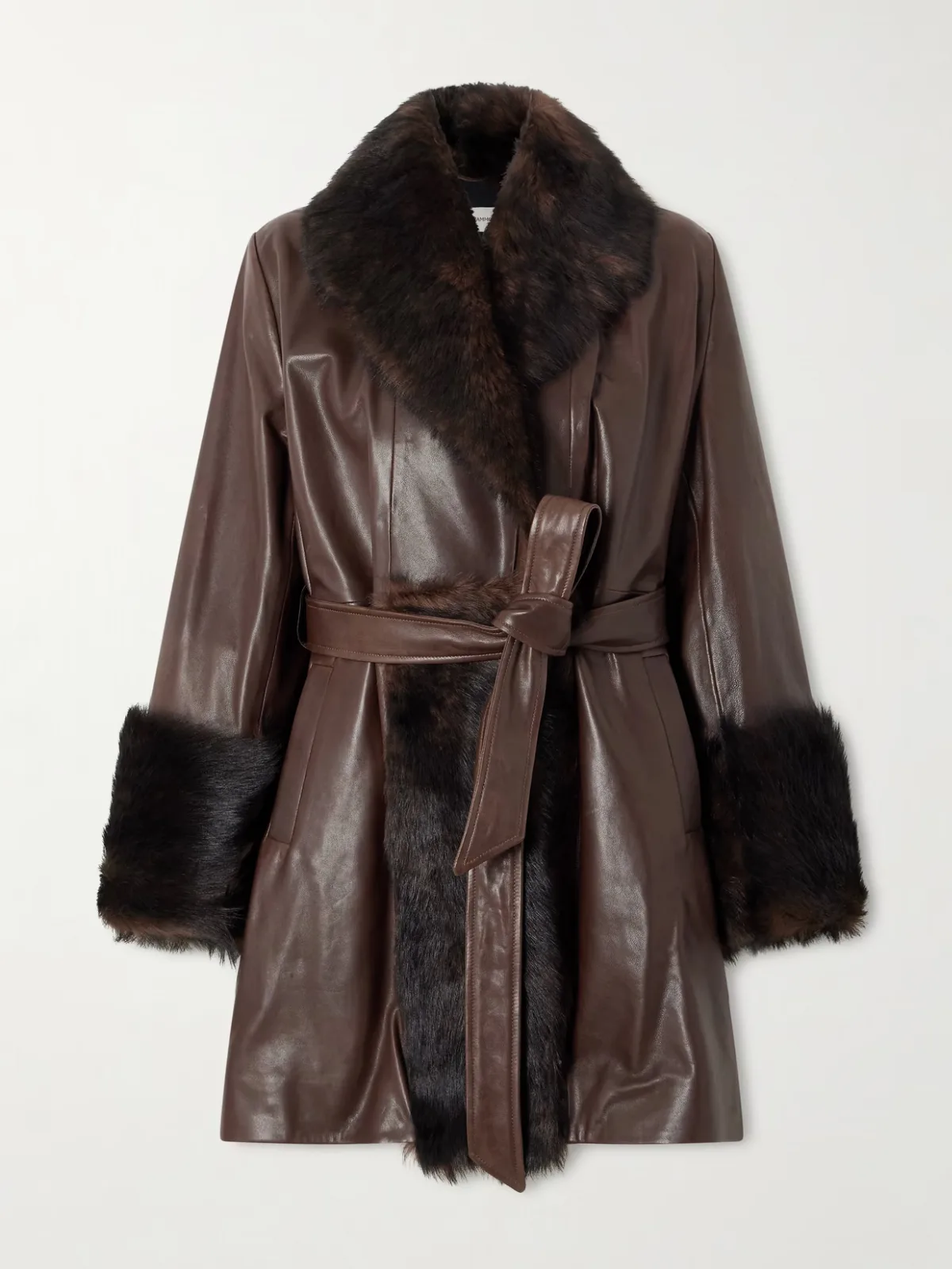 - Carmen Belted Shearling Jacket - by Nour Hammour