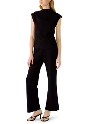 2-Piece Draped Top and Flare Pants Set