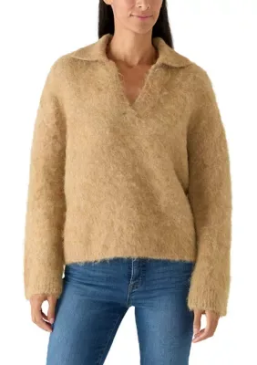 Brushed Knit Johnny Collar Sweater