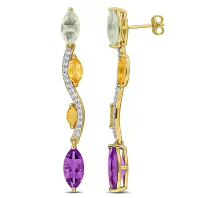Gemstone Wavy Earrings in Yellow Plated Sterling Silver by Belk & Co