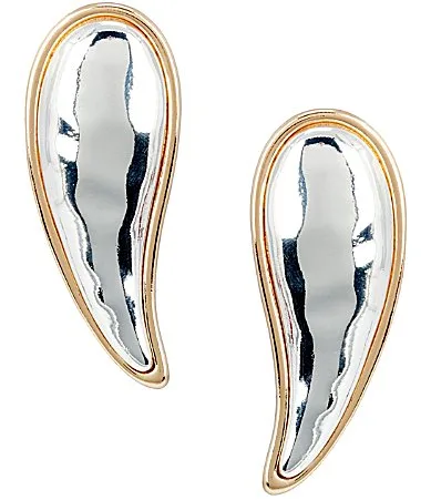 Two Tone Metal Statement Drop Earrings by Gemma Layne