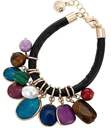 Faux Leather Cord Stone Charm Line Bracelet by Southern Living