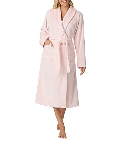 Long Sleeve Shawl Collar Plush Velour Long Robe