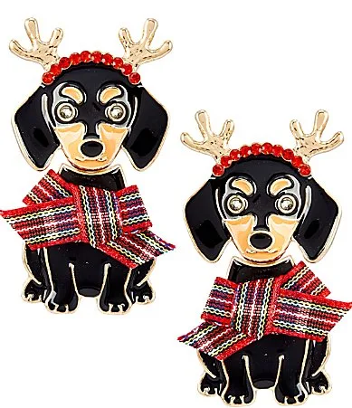 Merry & Bright Holiday Dachshund Drop Earrings by Merry & Bright