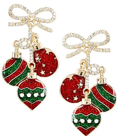 Merry & Bright Holiday Ornaments Drop Earrings