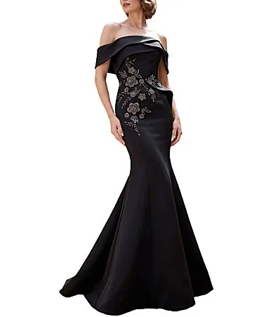 Terani Couture Off the Shoulder Beading Mermaid Gown