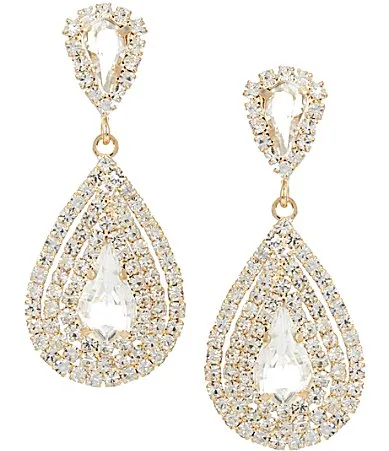 Southern Living x Borrowed & Blue Pave Rhinestone Double Drop Earrings