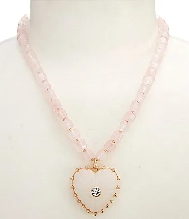 Anna & Ava Semi Precious Beaded Heart Short Pendant Necklace by Anna & Ava