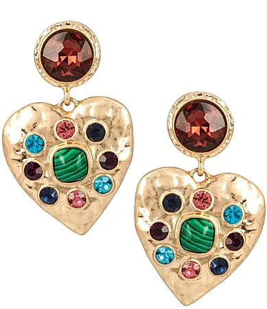 Stone Embellished Heart Drop Earrings by Southern Living