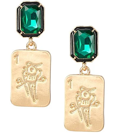 Mahjong Tile Square Stone Post Drop Earrings by Southern Living