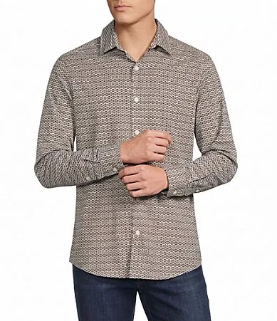 Geometric Long Sleeve Woven Shirt