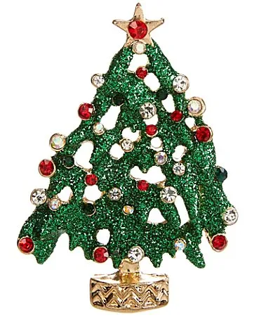 Glitter Holiday Tree Pin by Merry & Bright