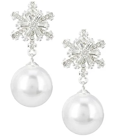 Snowflake Pearl Drop Earrings