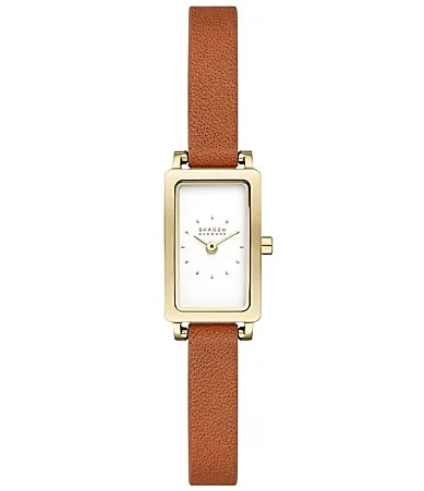 Hagen Micro Quartz Two-Hand Leather Strap Watch by Skagen