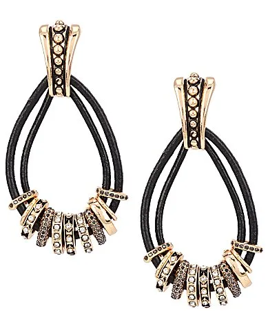 Open Circle Discs Cord Drop Earrings