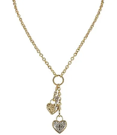 Multi Heart Charm Y Necklace by Patricia Nash