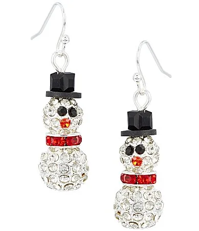 Fireball Holiday Snowman Drop Earrings by Merry & Bright