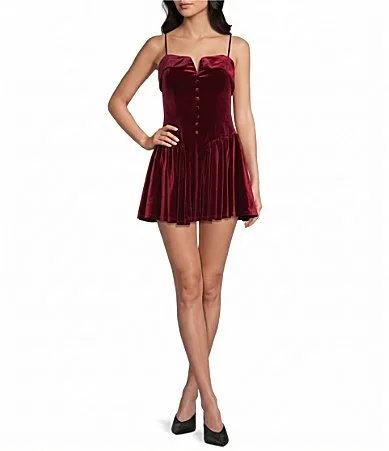 Sleeveless Velvet Fit-And-Flare Dress