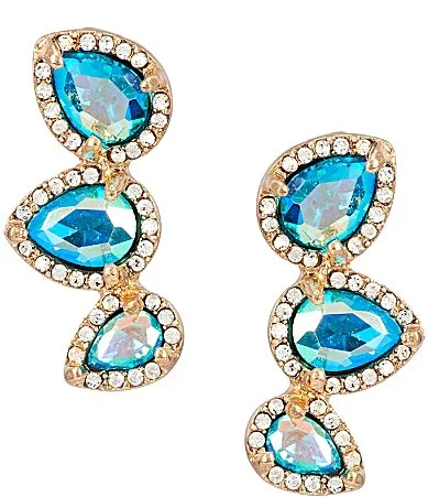 Triple Stone Stud Earrings