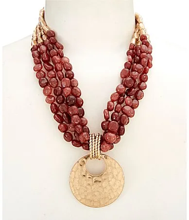 Semi-Precious Beaded Short Multi Strand Statement Necklace by Southern Living