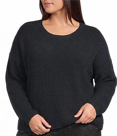 Organic Cotton Chenille Crew Neck Long Sleeve Boxy Sweater