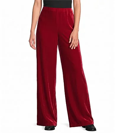 Silk Velvet Woven Wide Leg Pants