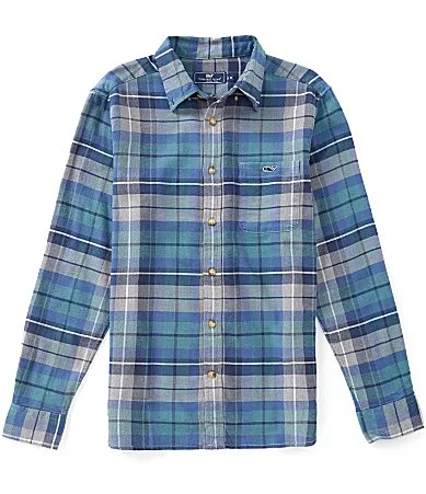 Plaid Flannel Long Sleeve Woven Shirt