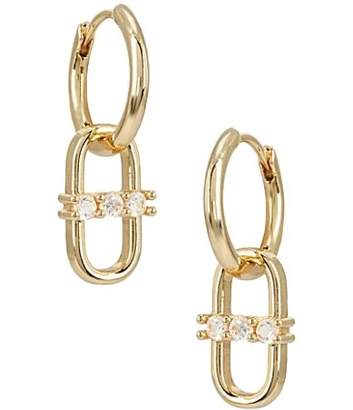 Waterproof Delicate Link Pave Hoop Earrings by Anna & Ava
