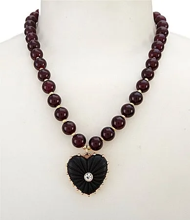 Semi Precious Beaded Heart Short Pendant Necklace by Anna & Ava