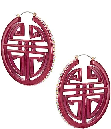 Resin Geo & Pave Stones Hoop Earrings by Gemma Layne