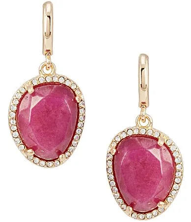 Semi-Precious Stone Hoop Earrings