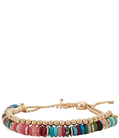 Semi Precious Multi Beaded Adjustable Bracelet by Anna & Ava