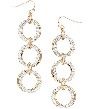 Two Tone Link Drop Earrings by Dillards