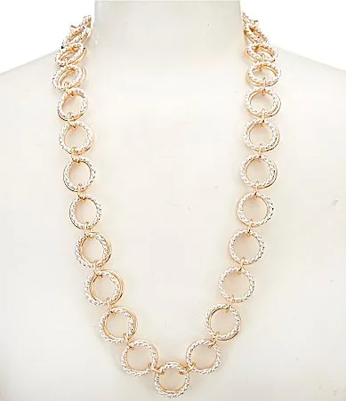 Two Tone Link Short Multi-Strand Necklace by Dillards